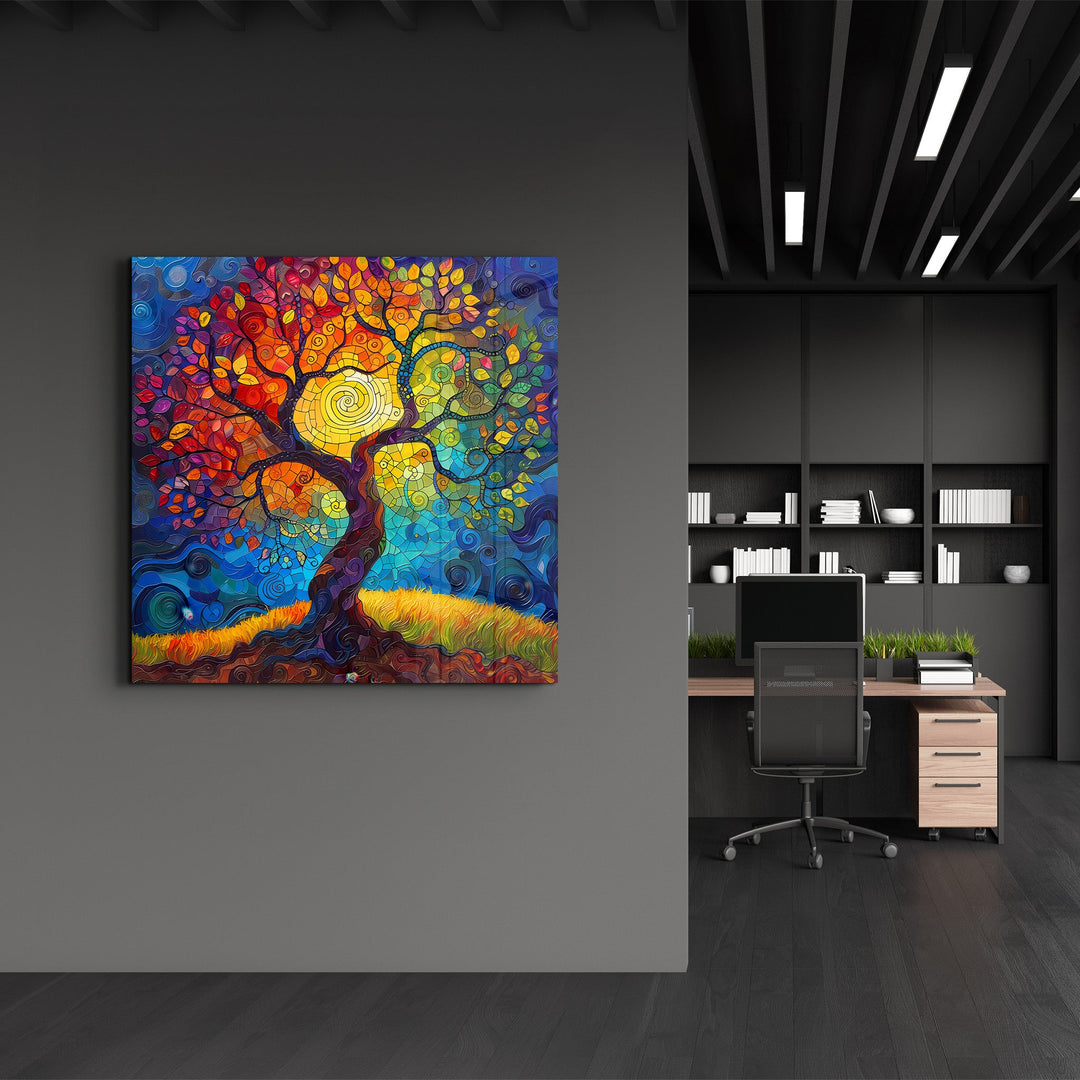 Tree of Life Mosaic Style | Glass Wall Art