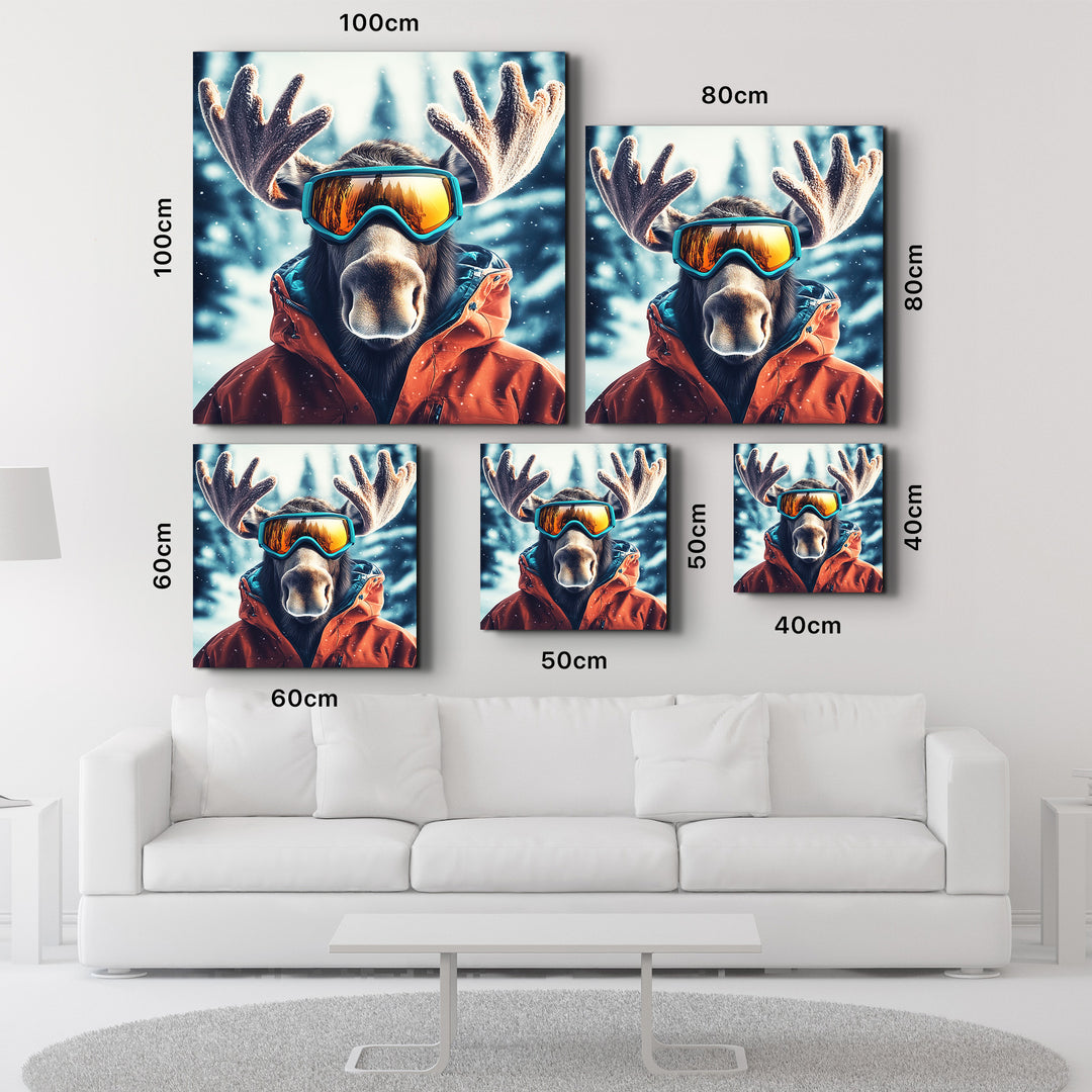 Moose's Snowy Adventure | Glass Wall Art