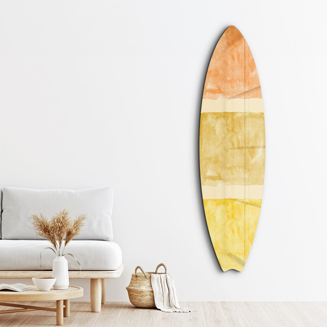 Golden Horizon Abstract | Surfboard Glass Wall Art