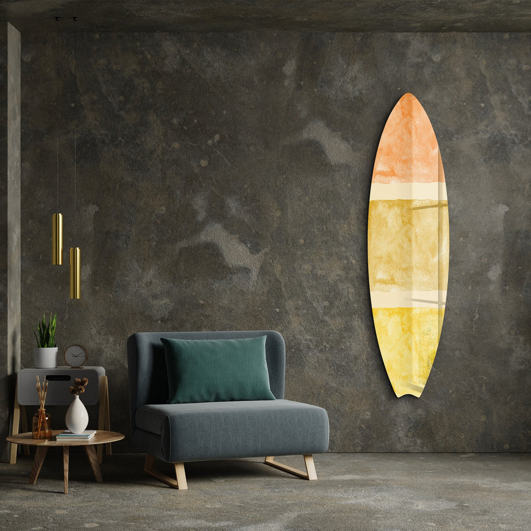 Golden Horizon Abstract | Surfboard Glass Wall Art