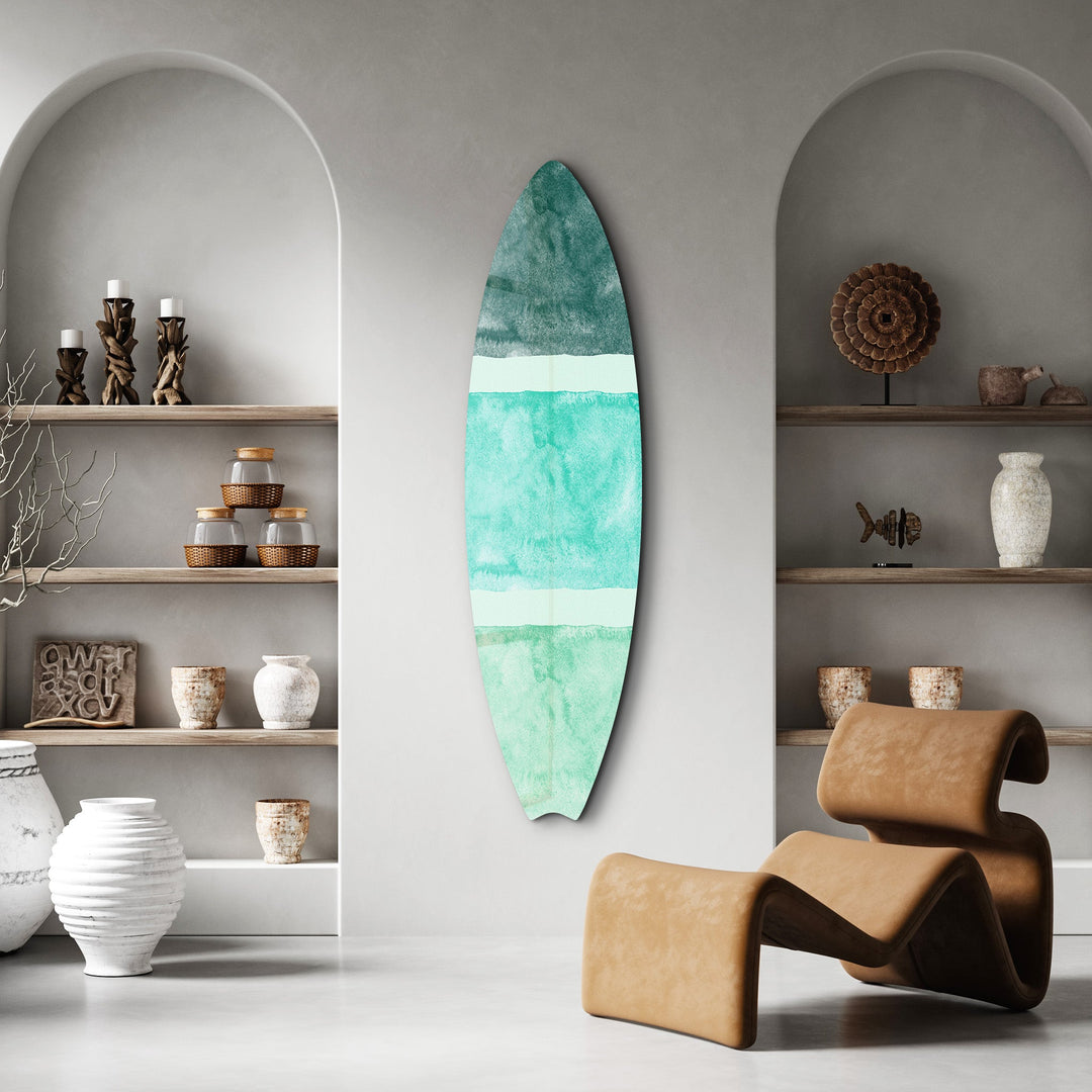 Ocean Breeze Abstract | Surfboard Glass Wall Art