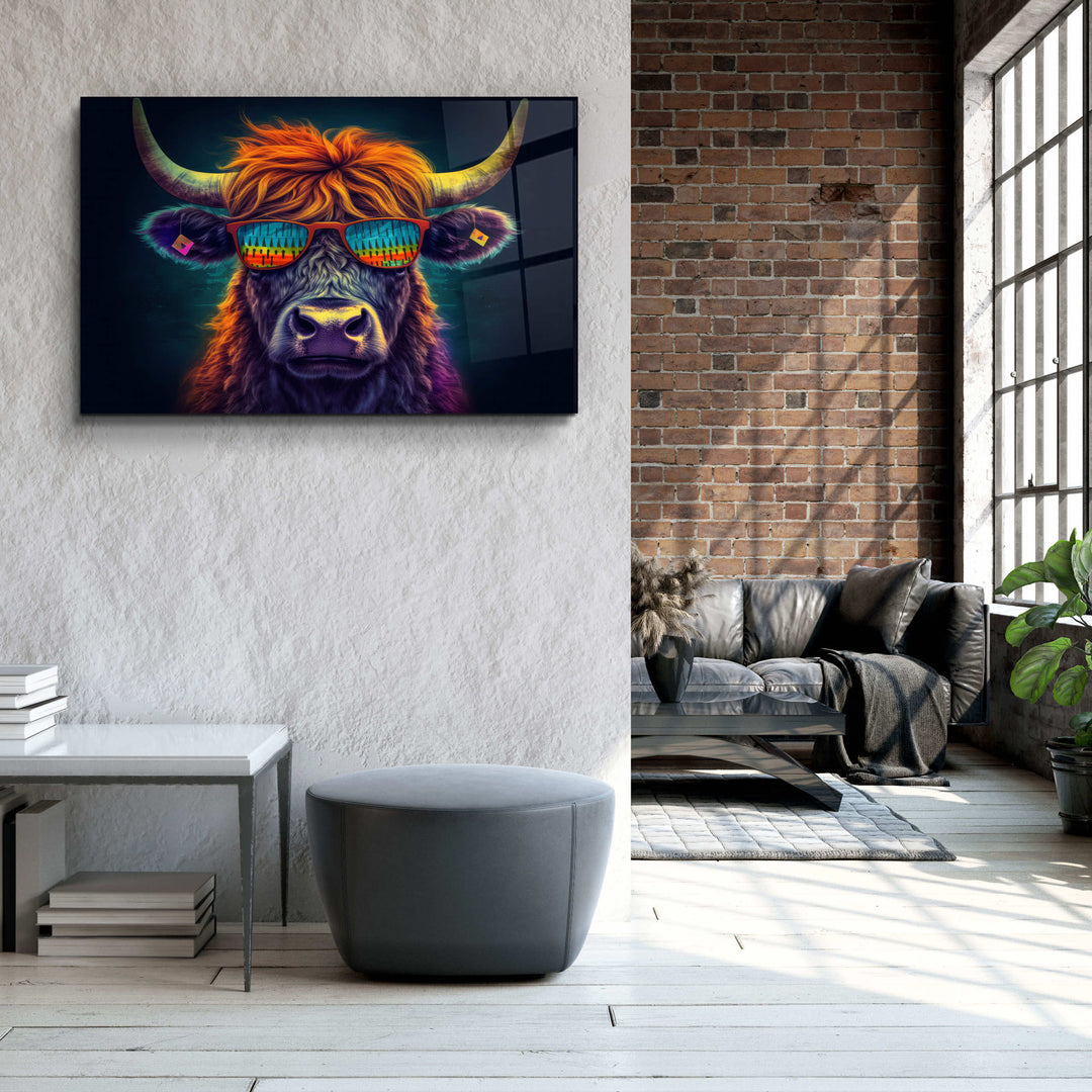 ・"Cool Bull"・Designers Collection Glass Wall Art