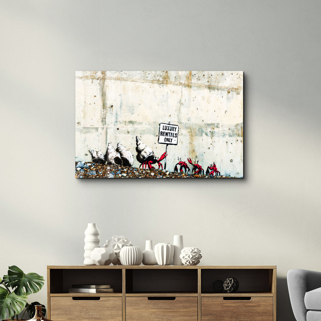 Banksy - Luxury Rentals Only - Glass Wall Art