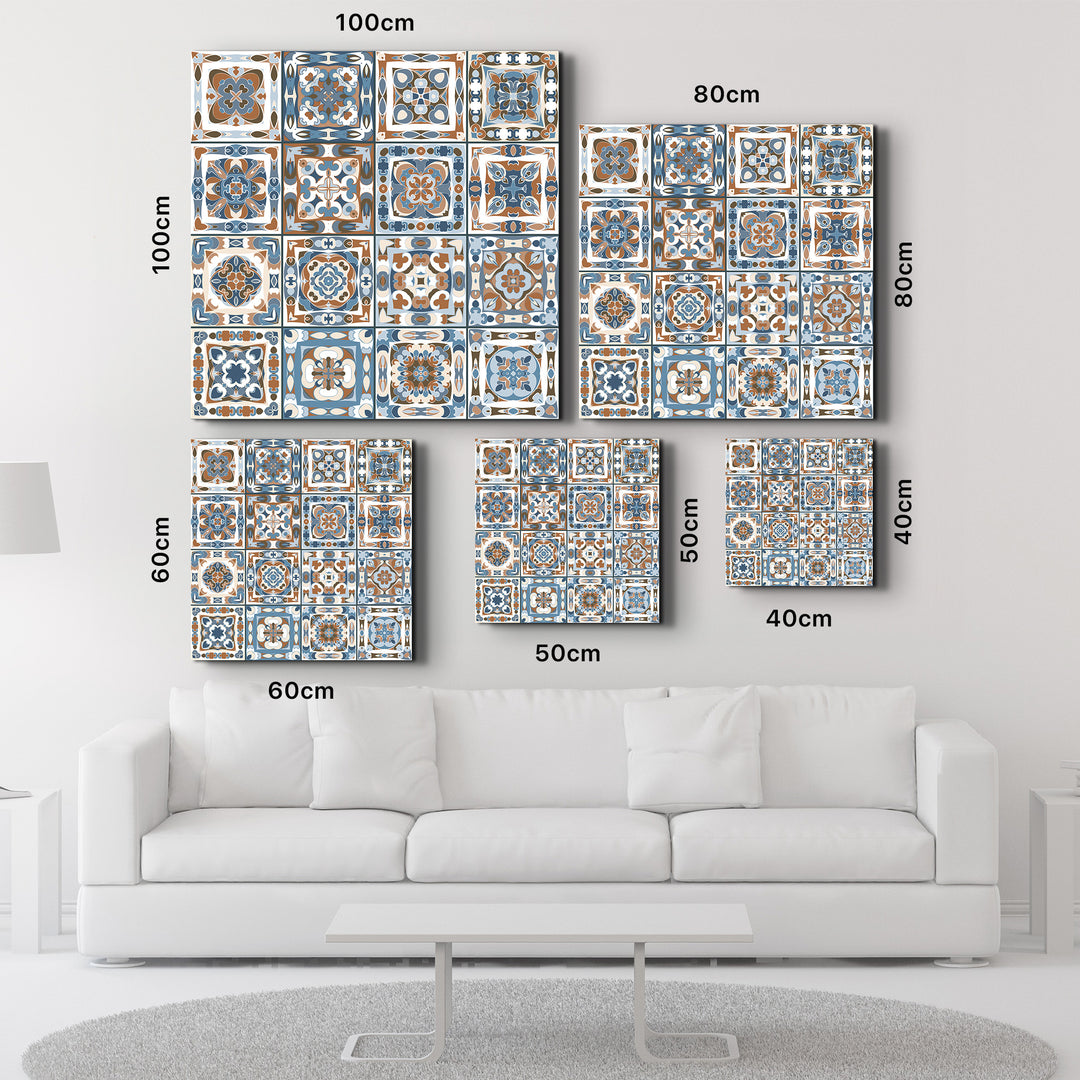 Brown-Blue Italian Ceramic Tiles Collection | Glass Wall Art