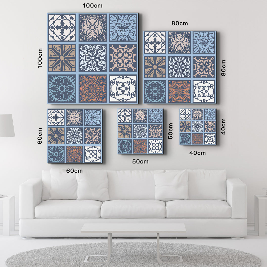 9 Blue-Brown Italian Ceramic Tiles Collection | Glass Wall Art