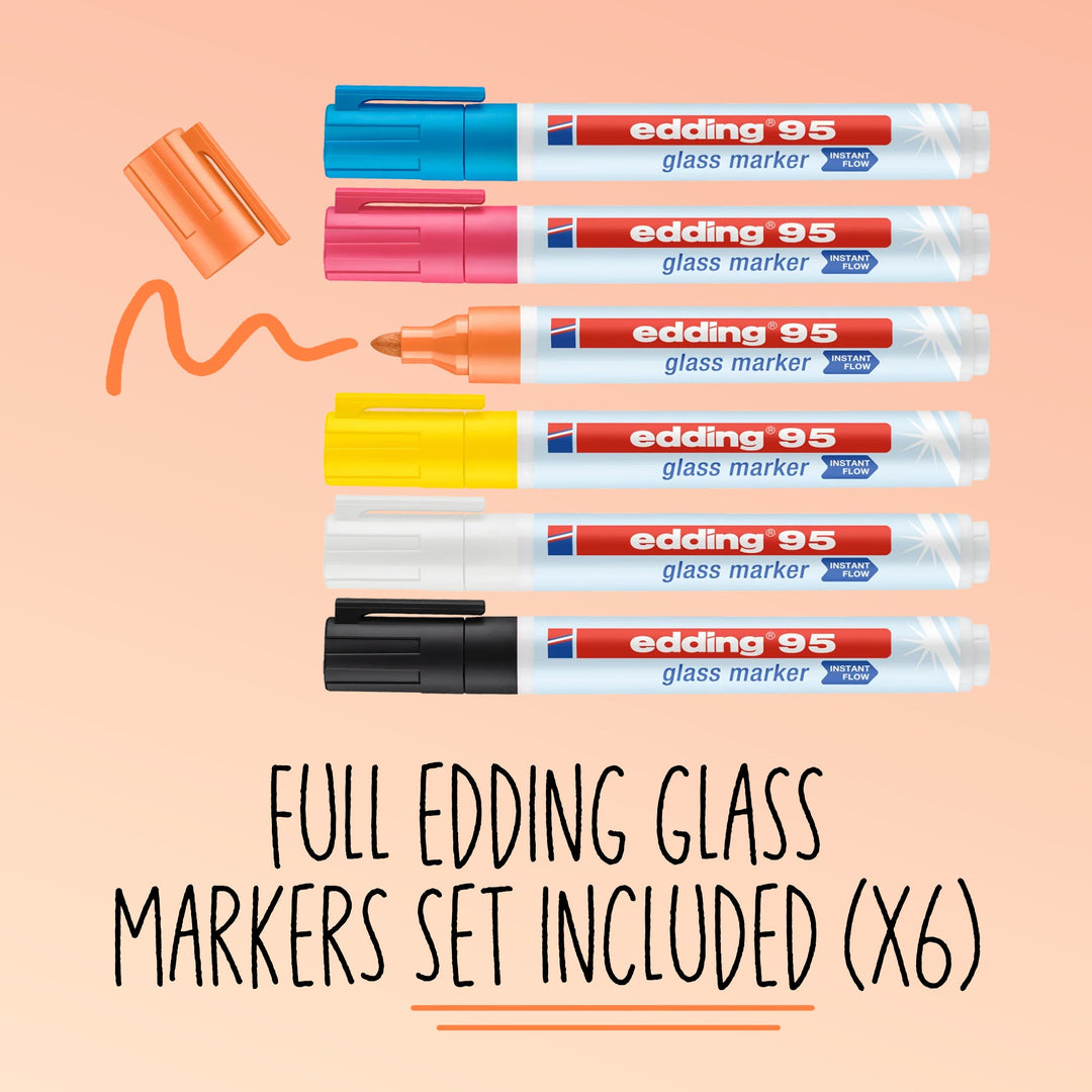 Custom Kitchen Creative Glass Board - 6x Edding Markers Set Included