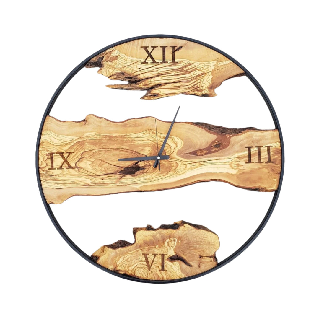 Custom Made Metal & Olive Wood Wall Clock | Premium Handmade Wall Clocks