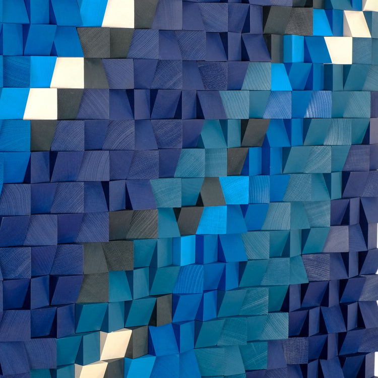 ・"Blue River"・Premium Wood Handmade Wall Sculpture - Limited Edition | Artdesigna Glass Printing Wall Arts.