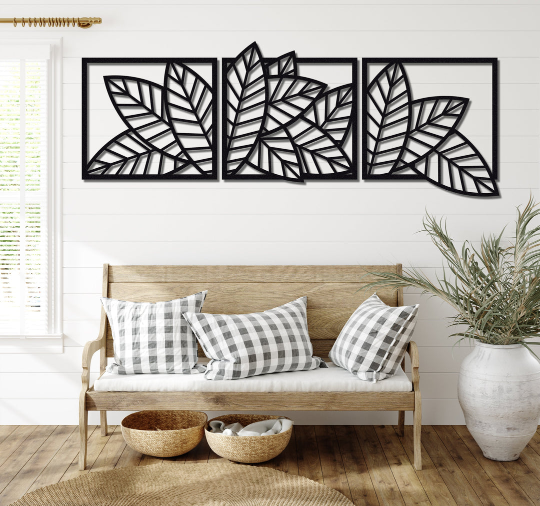 ・"Leaves Trio"・Premium Metal Wall Art - Limited Edition | Artdesigna Glass Printing Wall Arts.