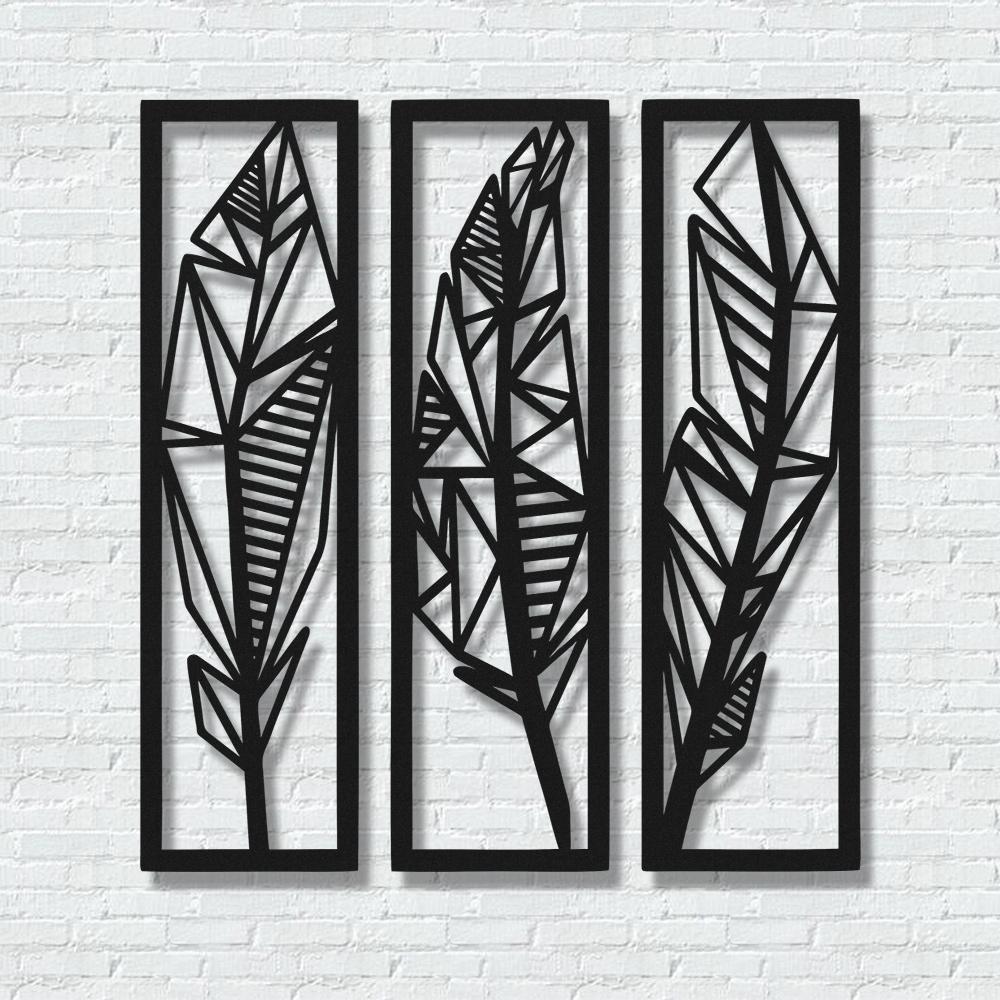 ・"Feathers Trio"・Premium Metal Wall Art - Limited Edition | Artdesigna Glass Printing Wall Arts.