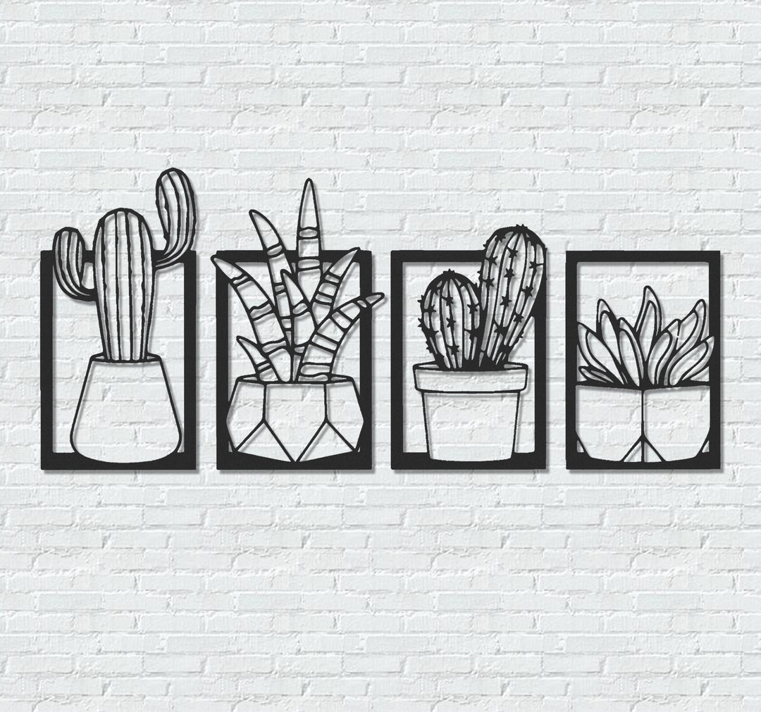 ・"Cactus Set"・Premium Metal Wall Art - Limited Edition | Artdesigna Glass Printing Wall Arts.