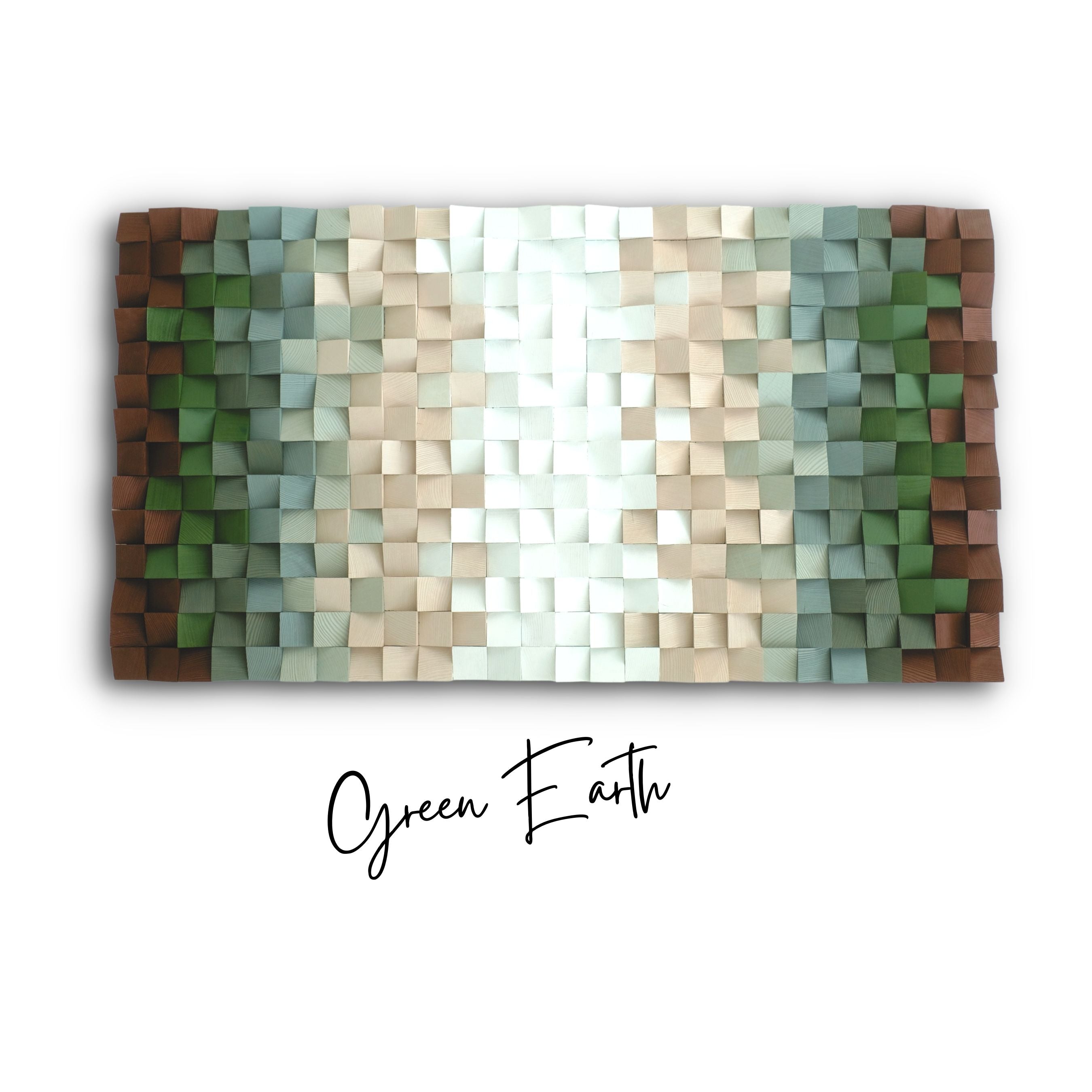 ・"Green Earth"・Premium Wood Handmade Wall Sculpture - Limited Edition | Artdesigna Glass Printing Wall Arts.