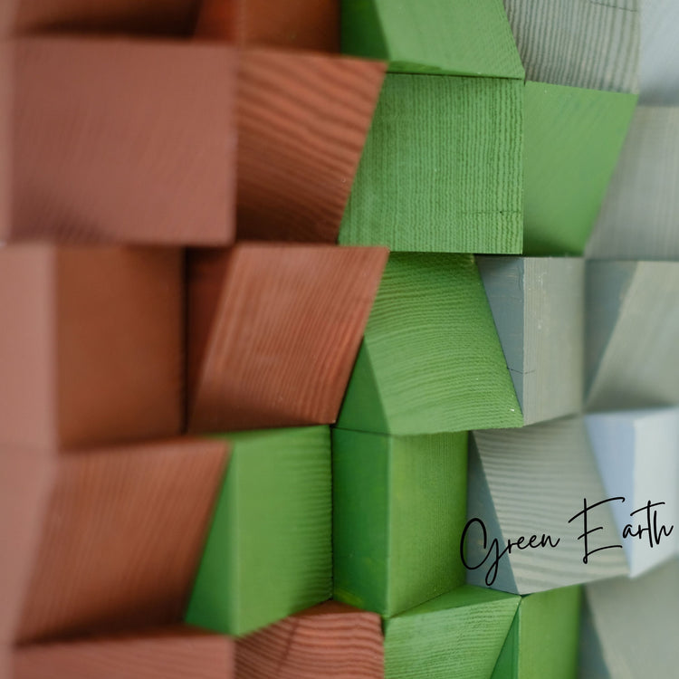 ・"Green Earth"・Premium Wood Handmade Wall Sculpture - Limited Edition | Artdesigna Glass Printing Wall Arts.