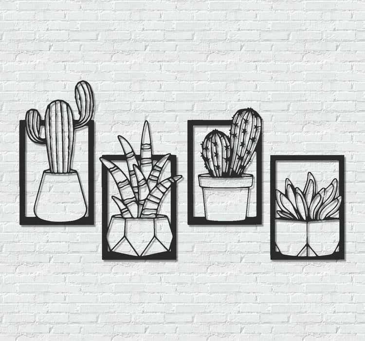 ・"Cactus Set"・Premium Metal Wall Art - Limited Edition | Artdesigna Glass Printing Wall Arts.