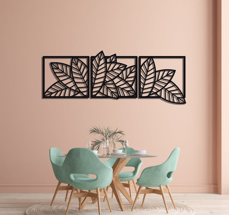 ・"Leaves Trio"・Premium Metal Wall Art - Limited Edition | Artdesigna Glass Printing Wall Arts.