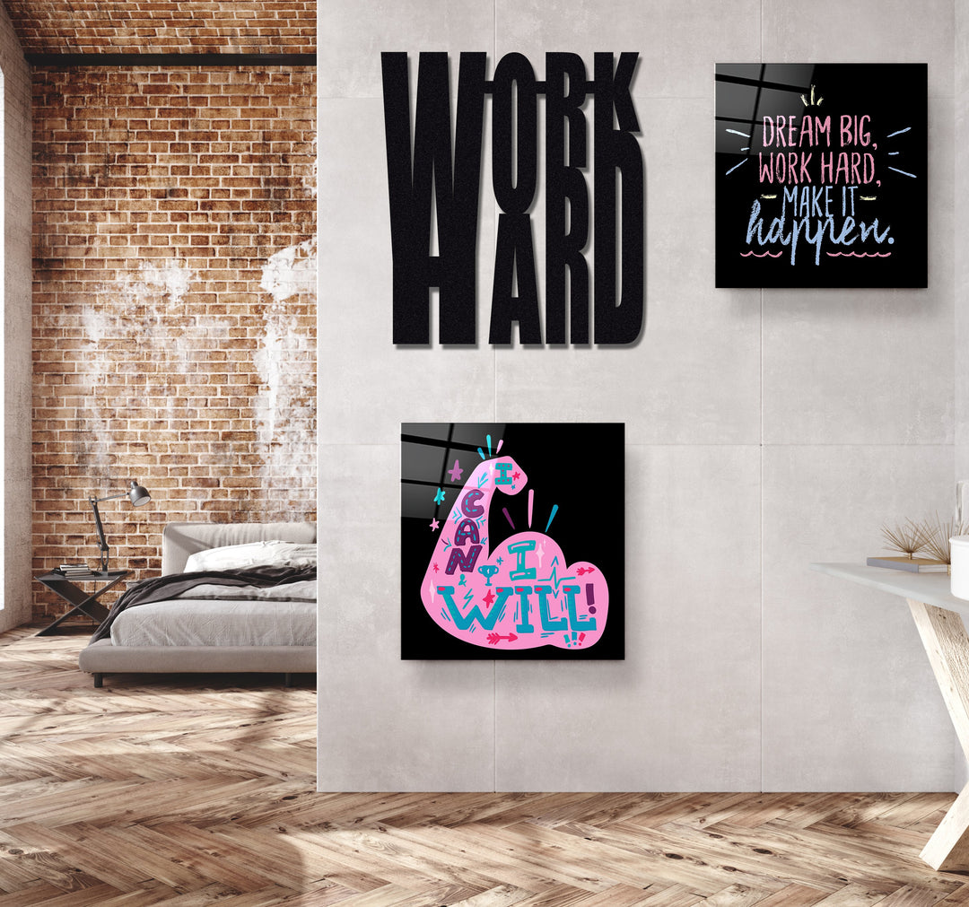 ・"Work Hard"・Premium Metal Wall Art - Limited Edition | Artdesigna Glass Printing Wall Arts.