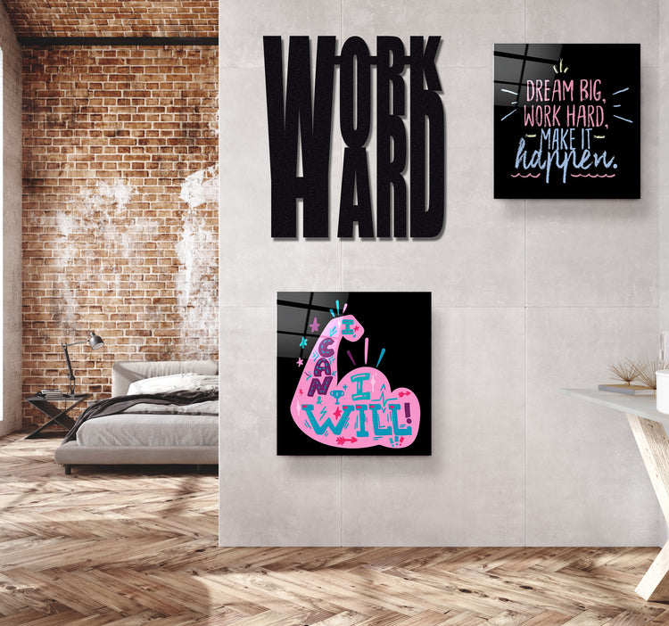 ・"Work Hard"・Premium Metal Wall Art - Limited Edition | Artdesigna Glass Printing Wall Arts.