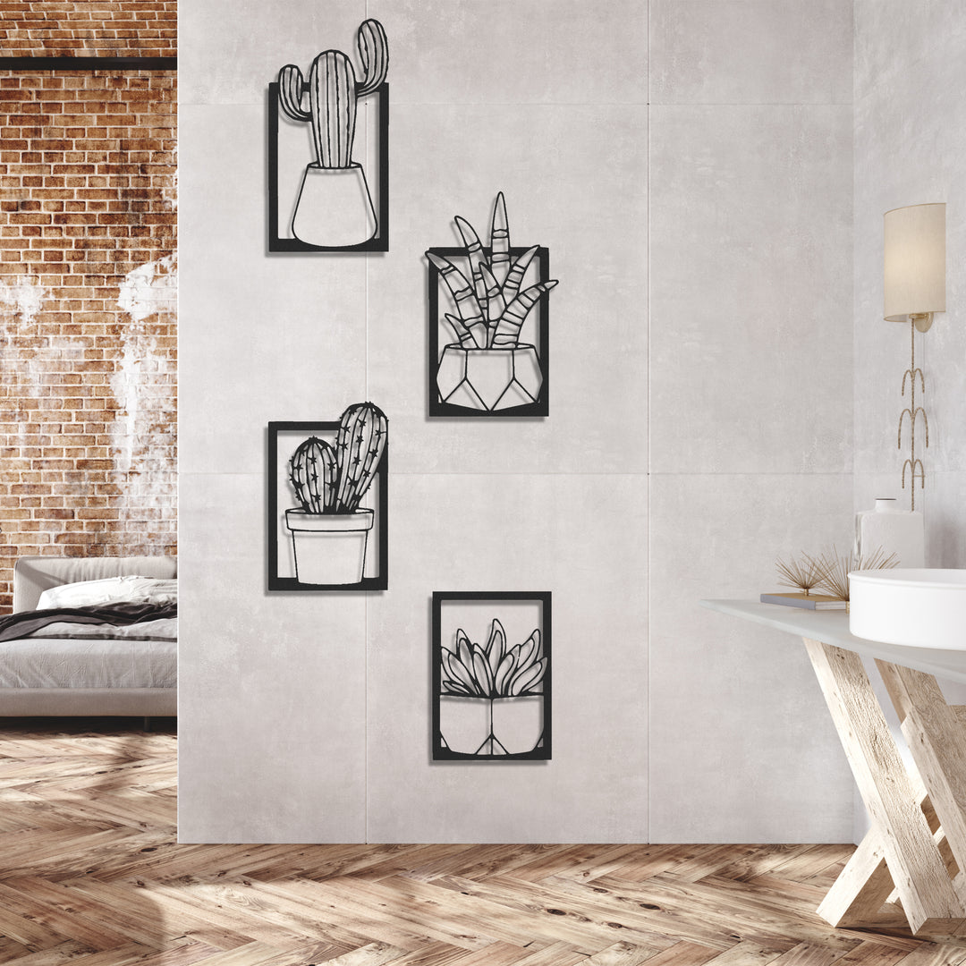 ・"Cactus Set"・Premium Metal Wall Art - Limited Edition | Artdesigna Glass Printing Wall Arts.