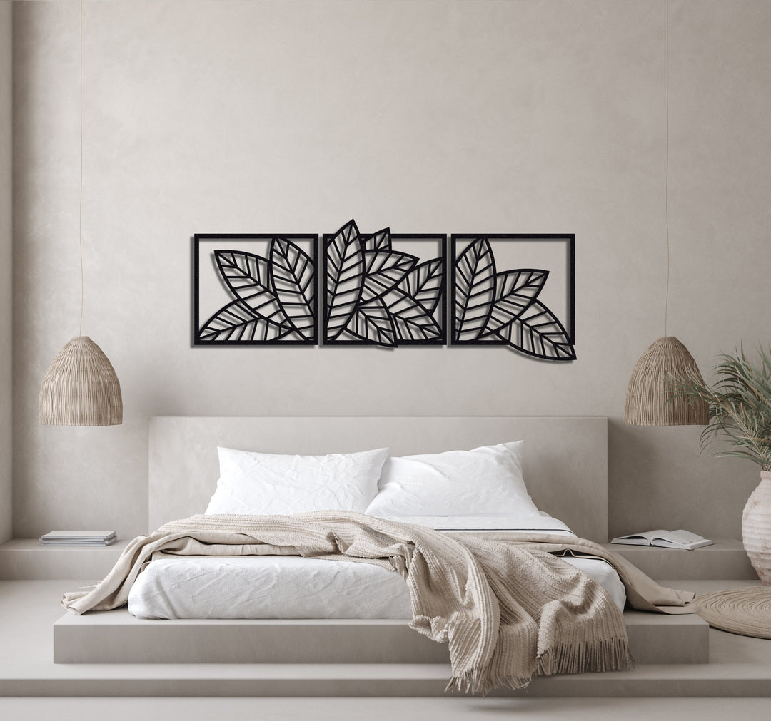 ・"Leaves Trio"・Premium Metal Wall Art - Limited Edition | Artdesigna Glass Printing Wall Arts.