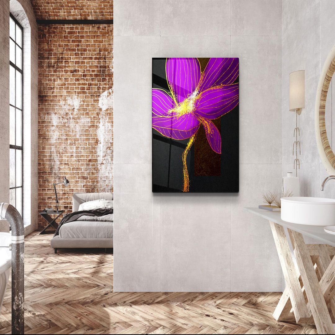 ・"Purple Flower"・Glass Wall Art | Artdesigna Glass Printing Wall Arts.