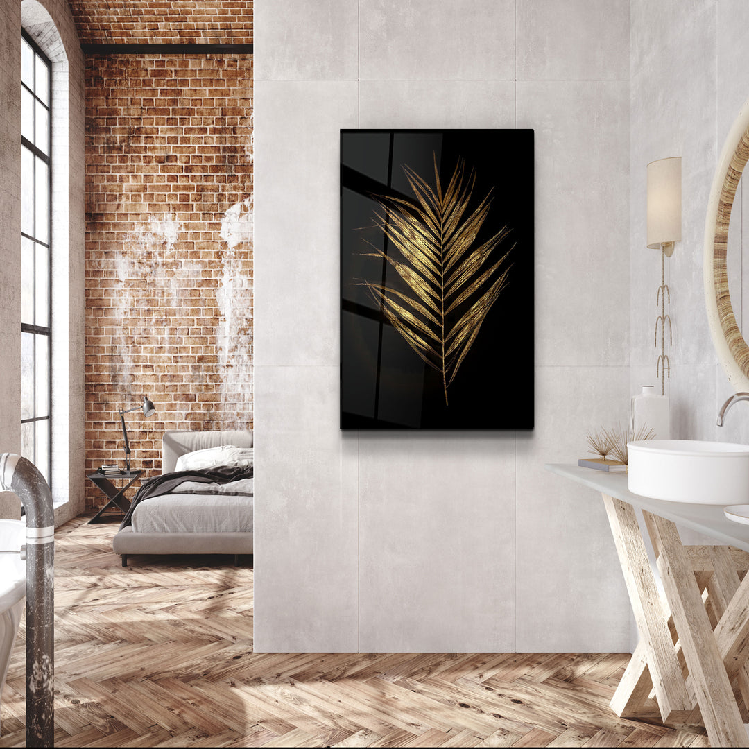 ・"Golden Leaves"・Glass Wall Art | Artdesigna Glass Printing Wall Arts.