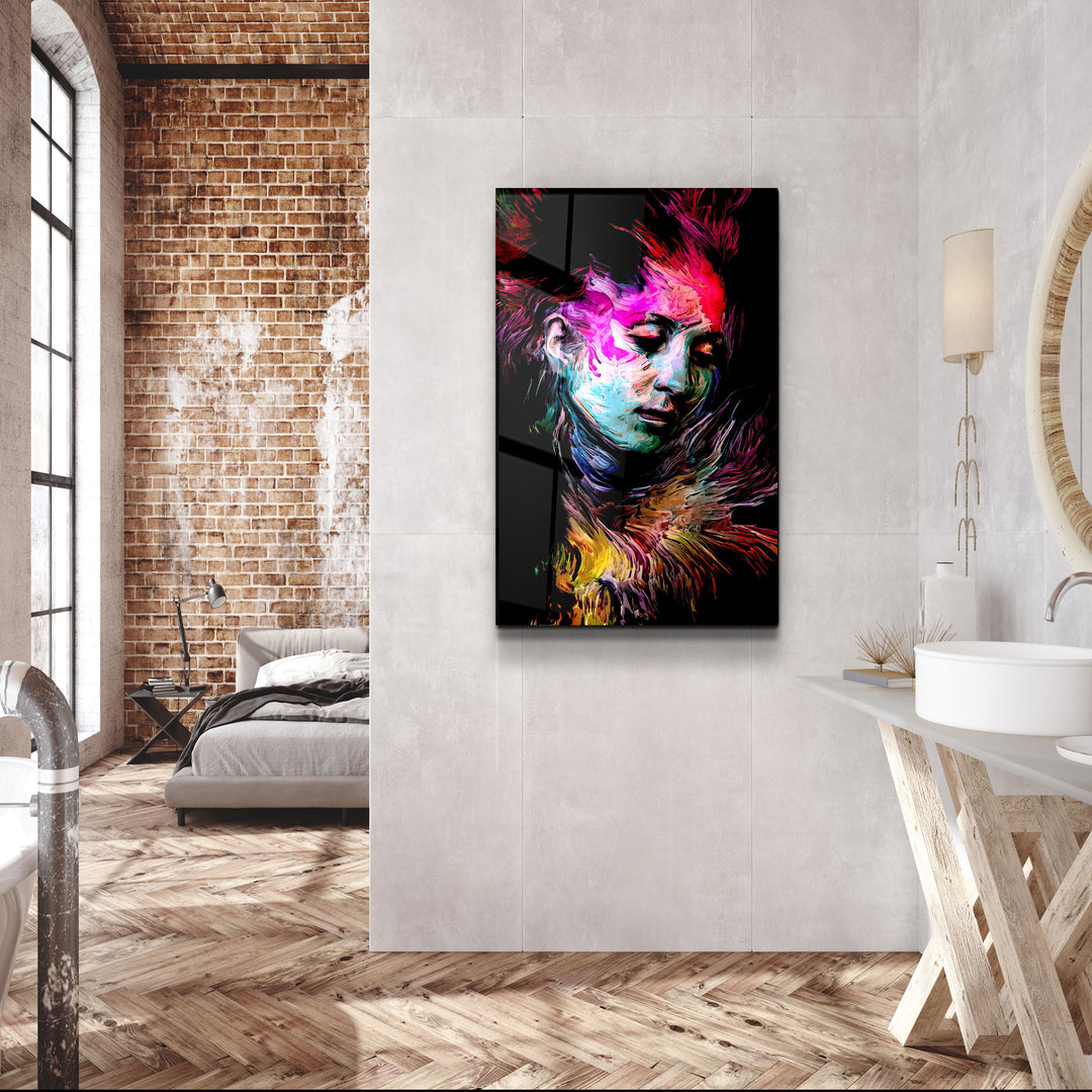 ・"Abstract Colorful Face"・Glass Wall Art | Artdesigna Glass Printing Wall Arts.