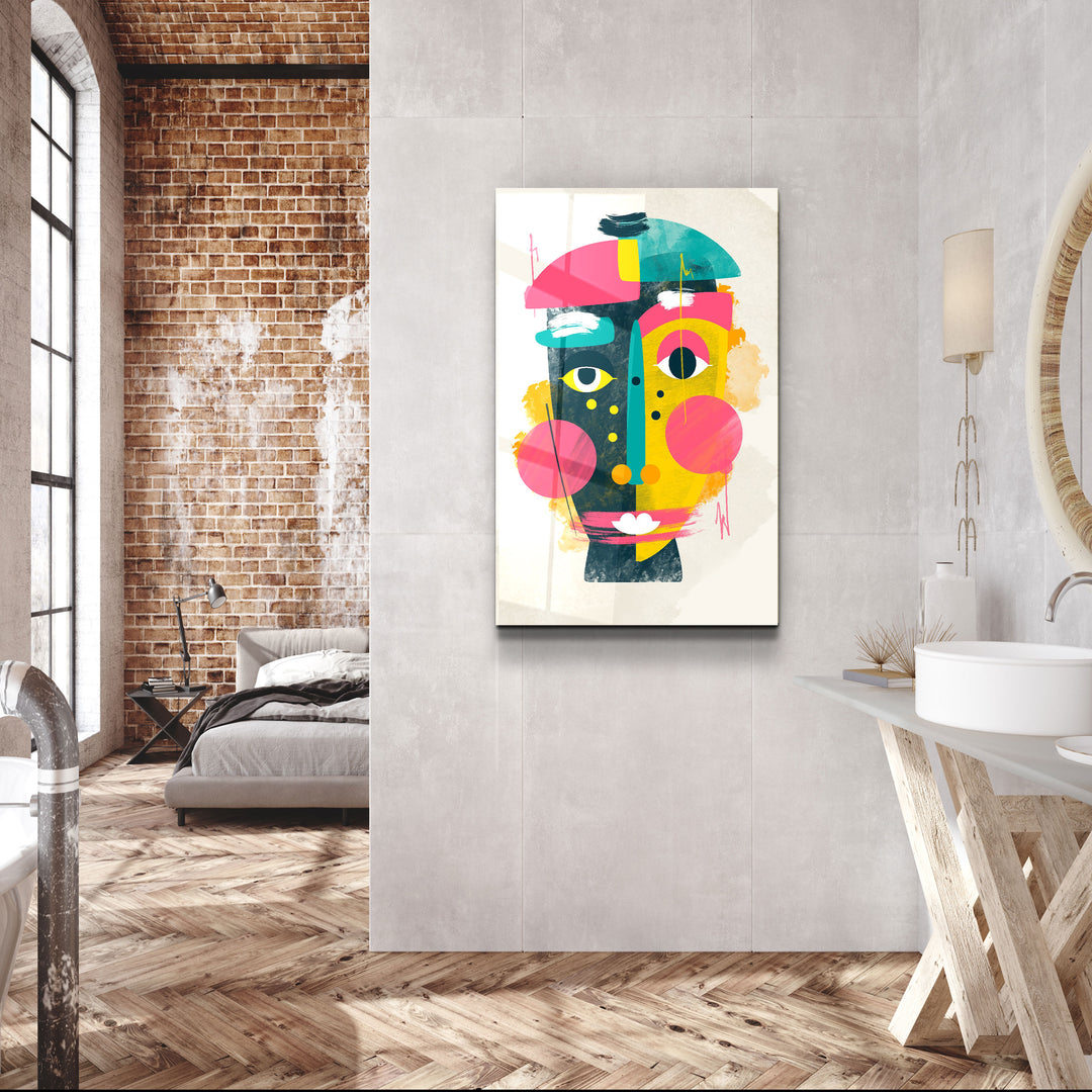 ・"Abstract Colorful Face V1"・Glass Wall Art | Artdesigna Glass Printing Wall Arts.