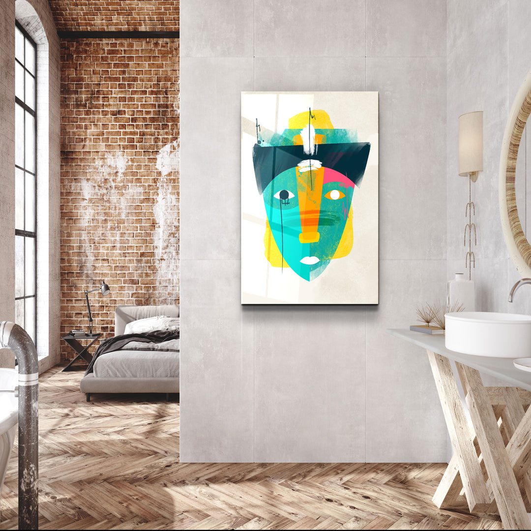 ・"Abstract Colorful Face V2"・Glass Wall Art | Artdesigna Glass Printing Wall Arts.