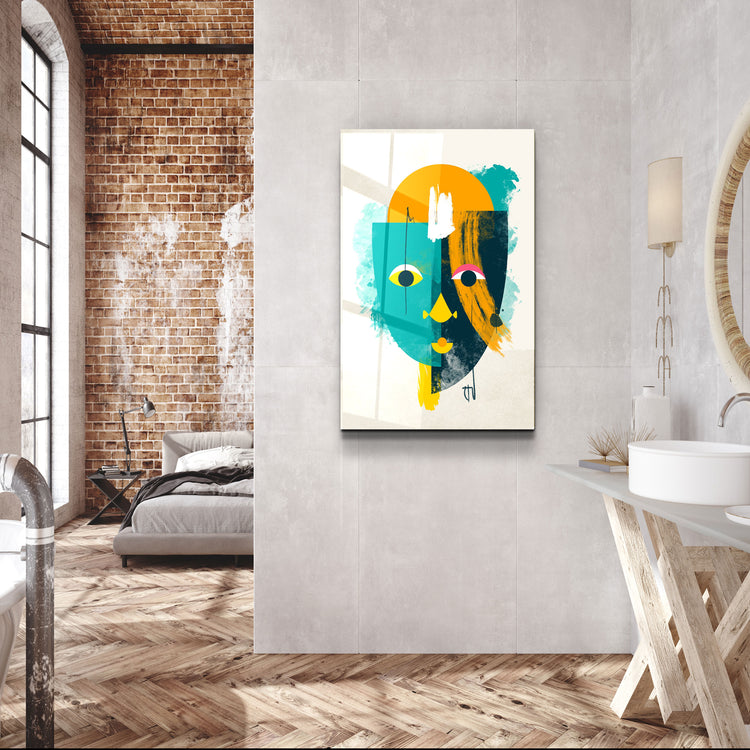 ・"Abstract Colorful Face V3"・Glass Wall Art | Artdesigna Glass Printing Wall Arts.