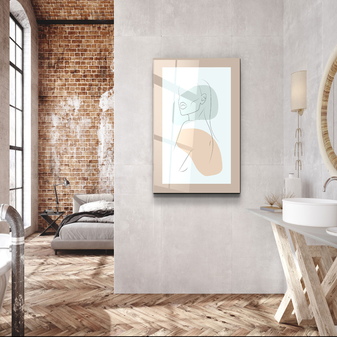 ・"Shapes and Woman Portrait V1"・Glass Wall Art | Artdesigna Glass Printing Wall Arts.