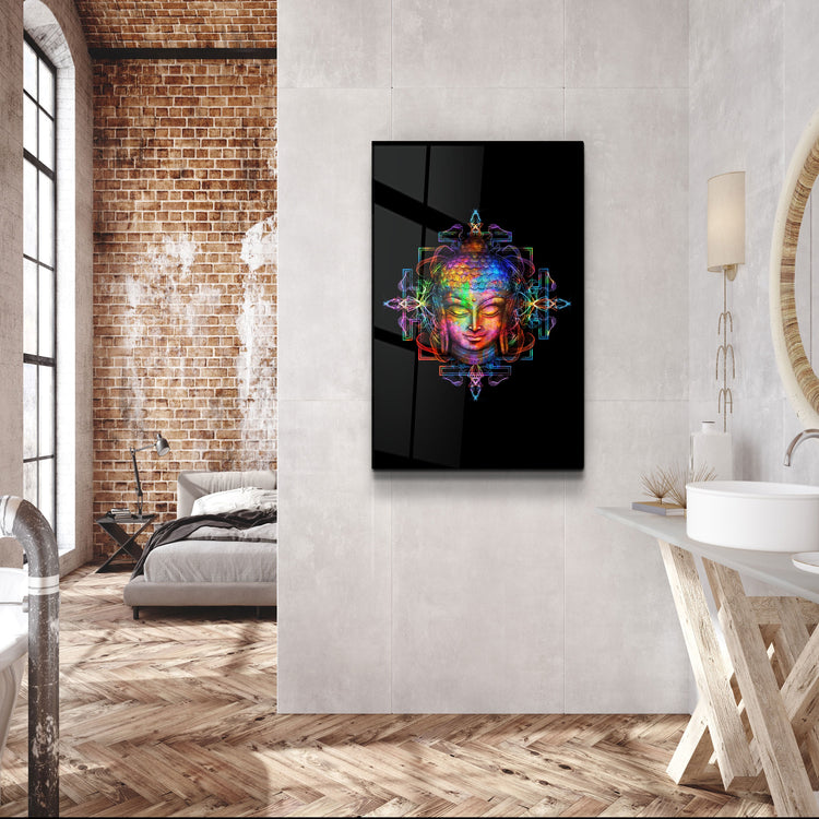 ・"Rainbow Buddha"・Glass Wall Art | Artdesigna Glass Printing Wall Arts.