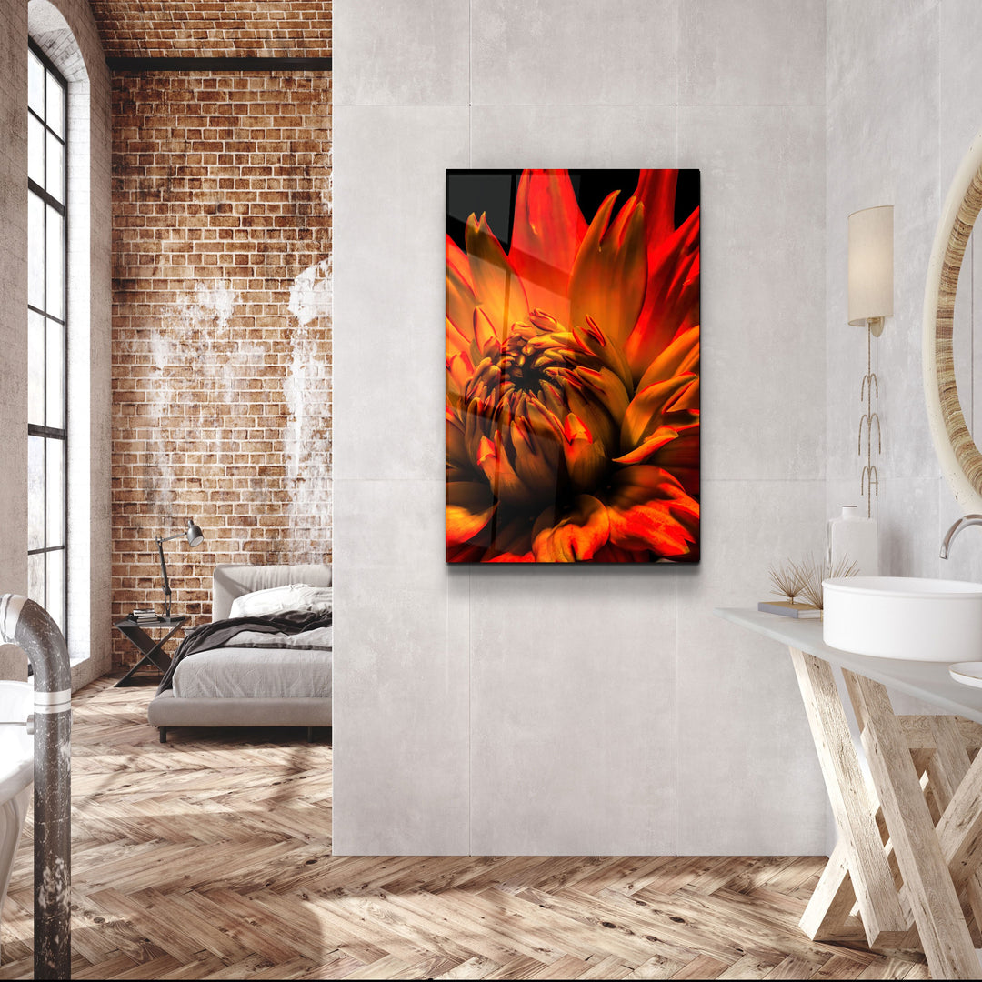 ・"Orange Daisy"・Glass Wall Art | Artdesigna Glass Printing Wall Arts.