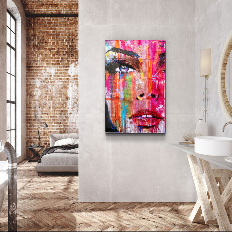 ・"Colorful Woman Face"・Glass Wall Art | Artdesigna Glass Printing Wall Arts.