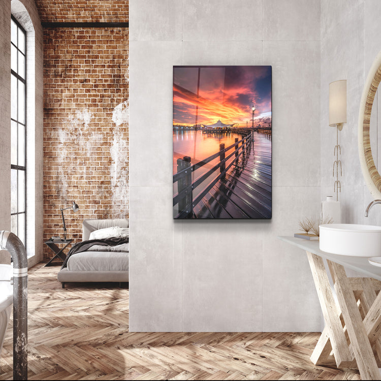 ・"Black Pier"・Glass Wall Art | Artdesigna Glass Printing Wall Arts.