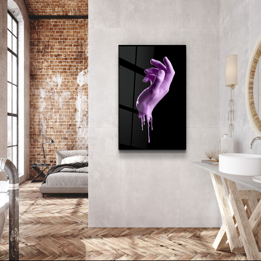 ・"Pink Hand"・Glass Wall Art | Artdesigna Glass Printing Wall Arts.