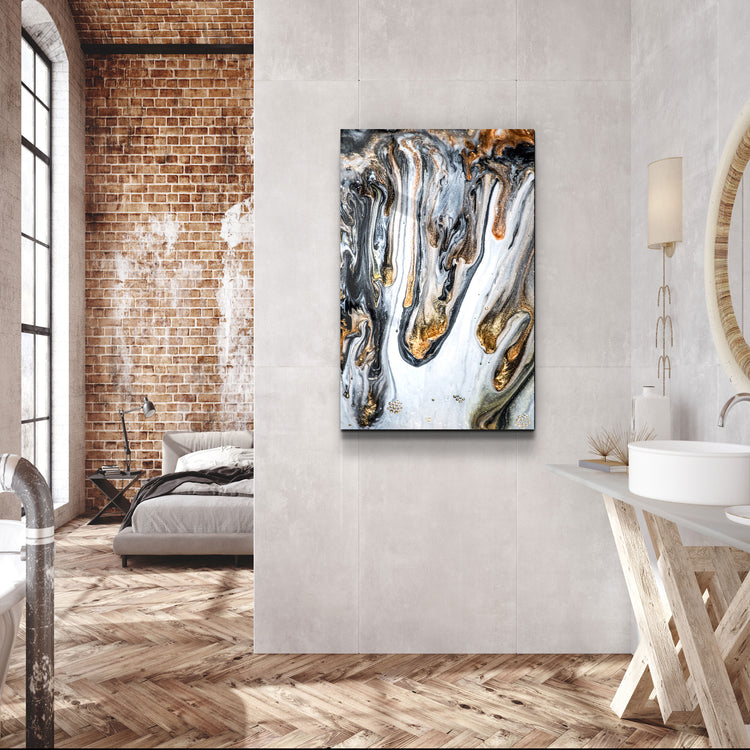 ・"Melting Gold"・Glass Wall Art | Artdesigna Glass Printing Wall Arts.