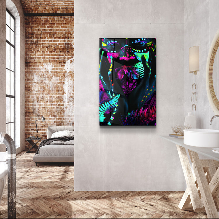 ・"Neon Face"・GLASS WALL ART | Artdesigna Glass Printing Wall Arts.