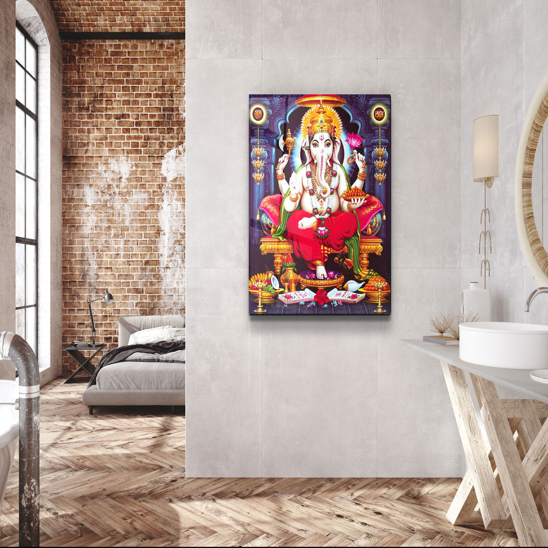 ・"Lord Ganesh"・Glass Wall Art | Artdesigna Glass Printing Wall Arts.