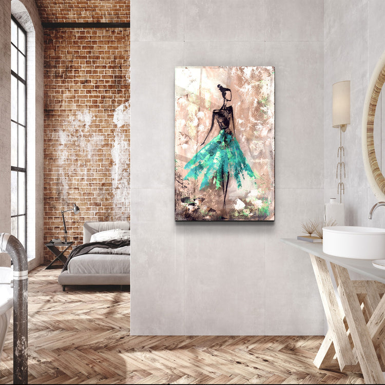 ・"Ballerina (Green)"・Glass Wall Art | Artdesigna Glass Printing Wall Arts.