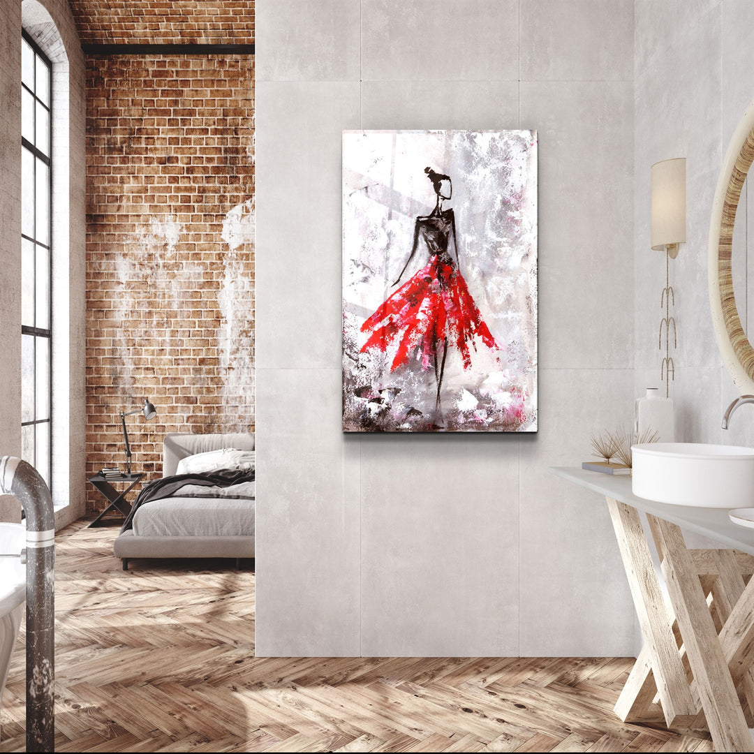 ・"Ballerina (Red)"・Glass Wall Art | Artdesigna Glass Printing Wall Arts.