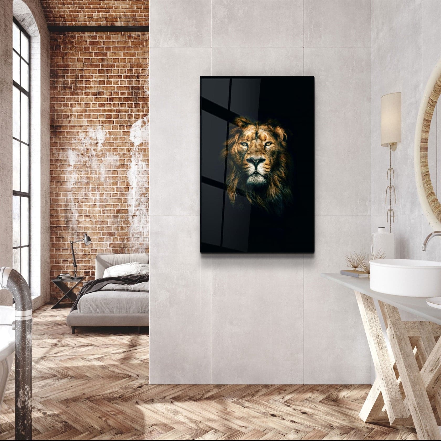 Tempered Glass Wall Art-Panoramic Wall Art-Glass Printing-Extra Large Wall Art-Mega Size Panoramic Print-Lion Wall Art-Zen Stone Wall outlet Art