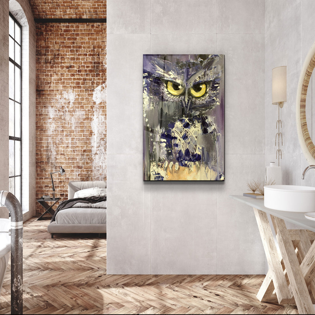 ・"Owlly"・Glass Wall Art | Artdesigna Glass Printing Wall Arts.