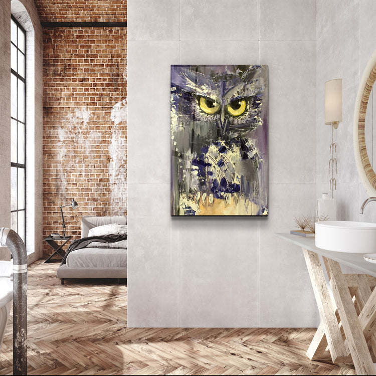 ・"Owlly"・Glass Wall Art | Artdesigna Glass Printing Wall Arts.