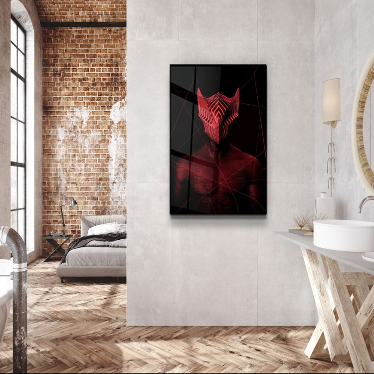 ・"Abstract Masked Man V2"・Glass Wall Art | Artdesigna Glass Printing Wall Arts.