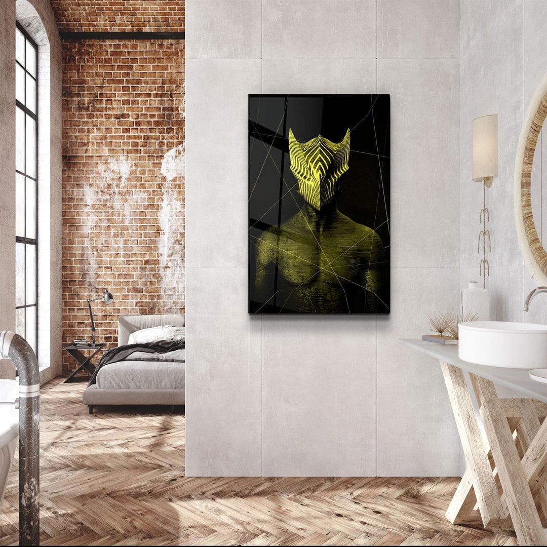 ・"Abstract Masked Man V3"・Glass Wall Art | Artdesigna Glass Printing Wall Arts.