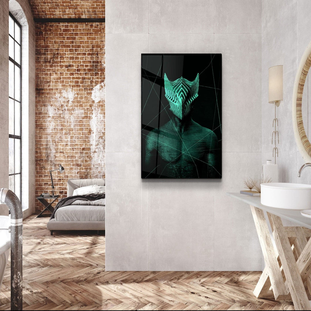 ・"Abstract Masked Man V4"・Glass Wall Art | Artdesigna Glass Printing Wall Arts.