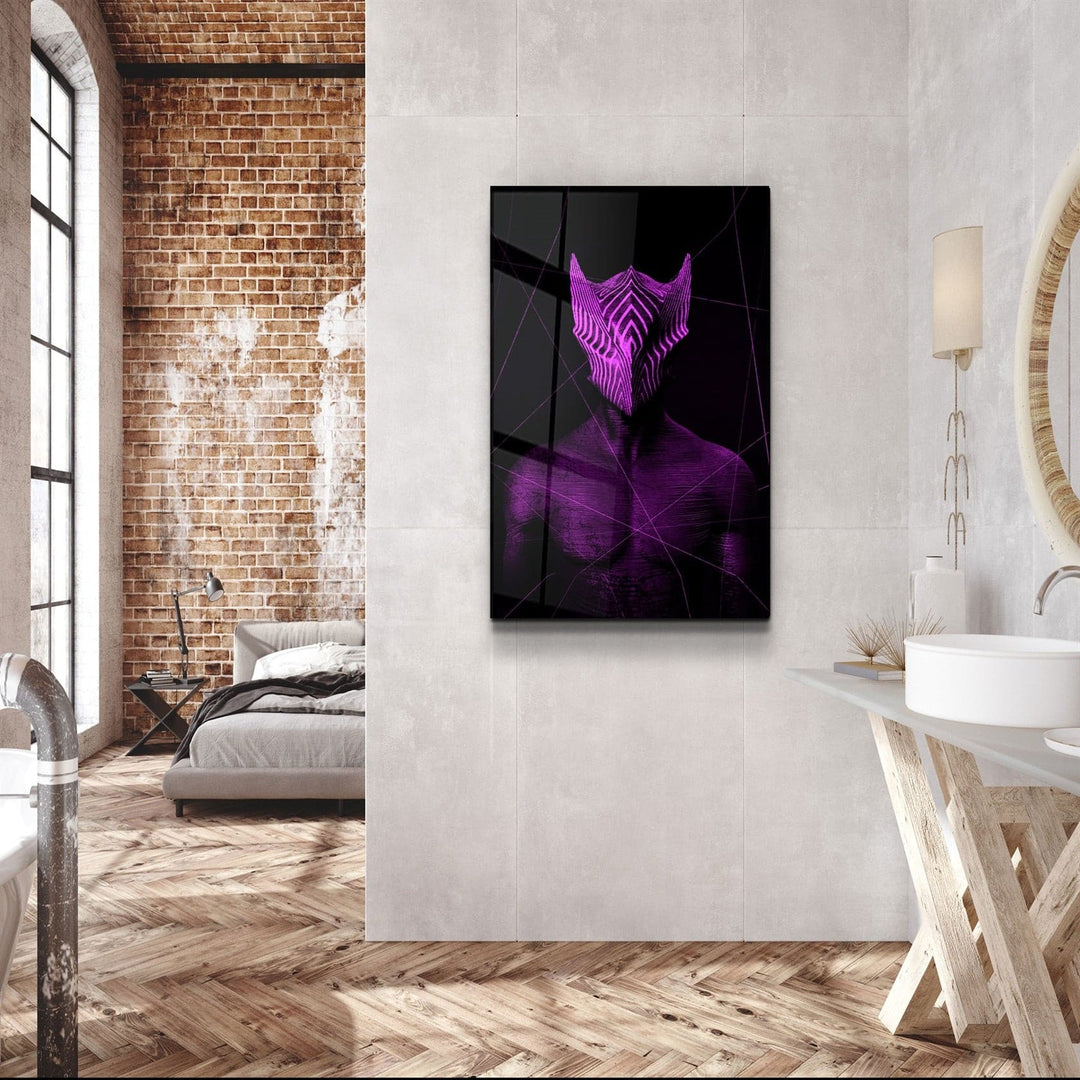 ・"Abstract Masked Man V5"・Glass Wall Art | Artdesigna Glass Printing Wall Arts.