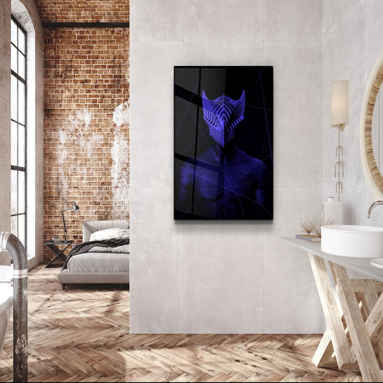 ・"Abstract Masked Man V6"・Glass Wall Art | Artdesigna Glass Printing Wall Arts.