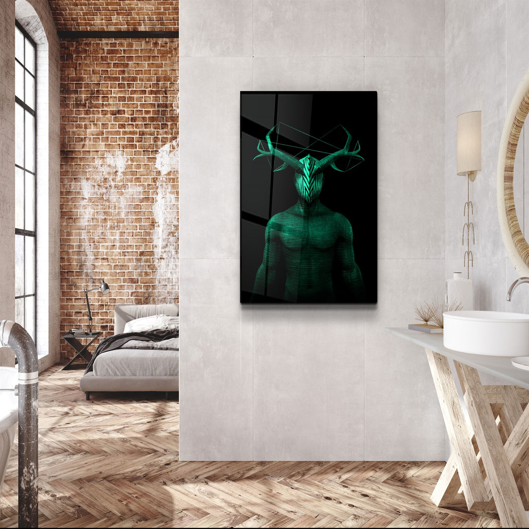 ・"Abstract Masked Man V10"・Glass Wall Art | Artdesigna Glass Printing Wall Arts.