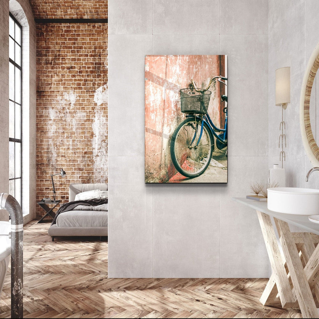 ・"Bicycle with Basket"・Glass Wall Art | Artdesigna Glass Printing Wall Arts.